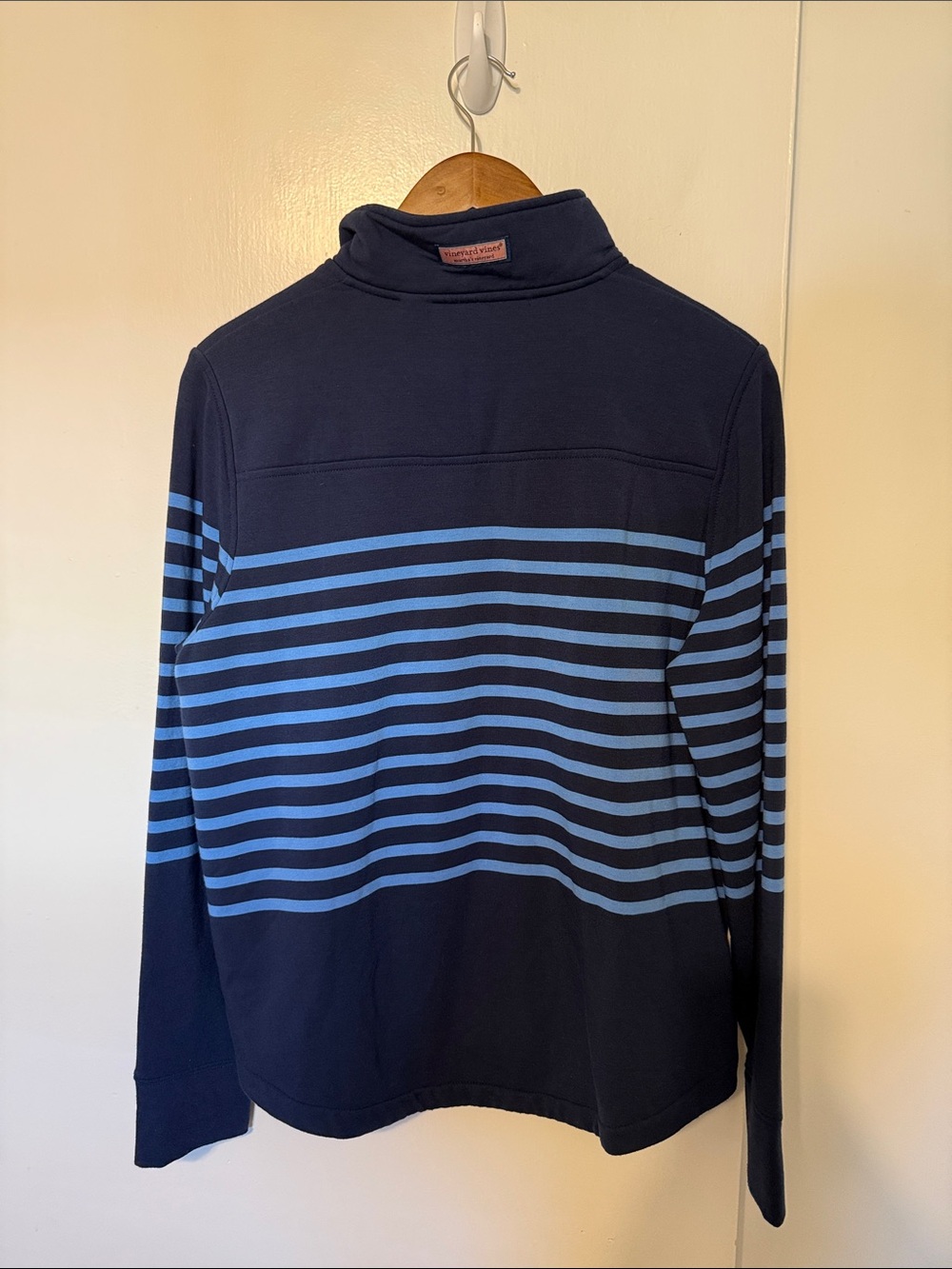 Vineyard Vines Women’s The Shep Shirt Navy Blue Stripes 1/4 Zip L - Picture 7 of 11